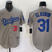 Men's Los Angeles Dodgers Tyler Glasnow #31 Gray Replica Game Jersey1