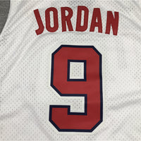 Men's Michael Jordan #9 White Dri-fit Team USA Stitched Basketball Jersey