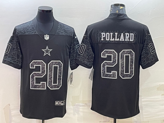 Men's Dallas Cowboys Tony Pollard #20 Black RFLCTV Limited Jersey1