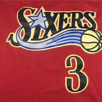 Men's Philadelphia 76ers Allen Iverson Red Hardwood Classics Swingman Jersey1