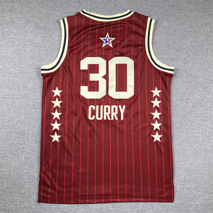 Men's Golden State Warriors Stephen Curry #30 Red 2024 NBA All-Star Game Swingman Jersey1