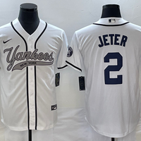 Men's New York Yankees Derek Jeter #2 White Player Jersey1 Joint Edition