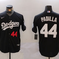 Men's Los Angeles Dodgers Vicente Padilla #44 Black Replica Player Jersey1