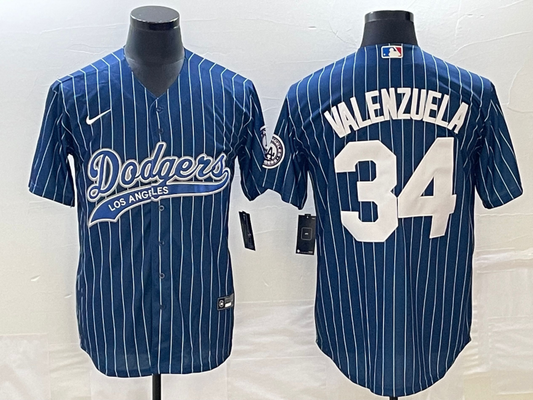Men's Los Angeles Dodgers Fernando Valenzuela #34 Blue Player Jersey1 Joint Edition