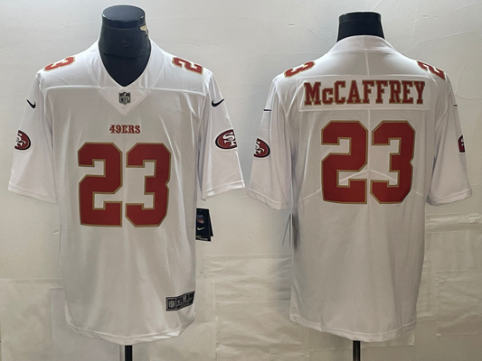 Men's San Francisco 49ers Christian McCaffrey #23 Tundra White Fashion Game Jersey1