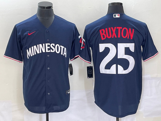 Men's Minnesota Twins Byron Buxton #25 Navy Alternate Replica Player Jersey1
