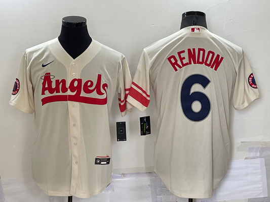 Men's Los Angeles Angels Anthony Rendons #6 Cream City Connect Replica Player Jersey1