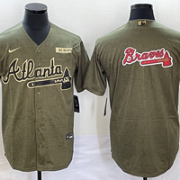 Men's Atlanta Braves Olive Salute To Service Limited Jersey1