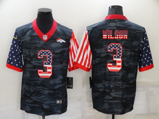 Men's Denver Broncos Russell Wilson #3 Grey Camouflage Player Jersey1
