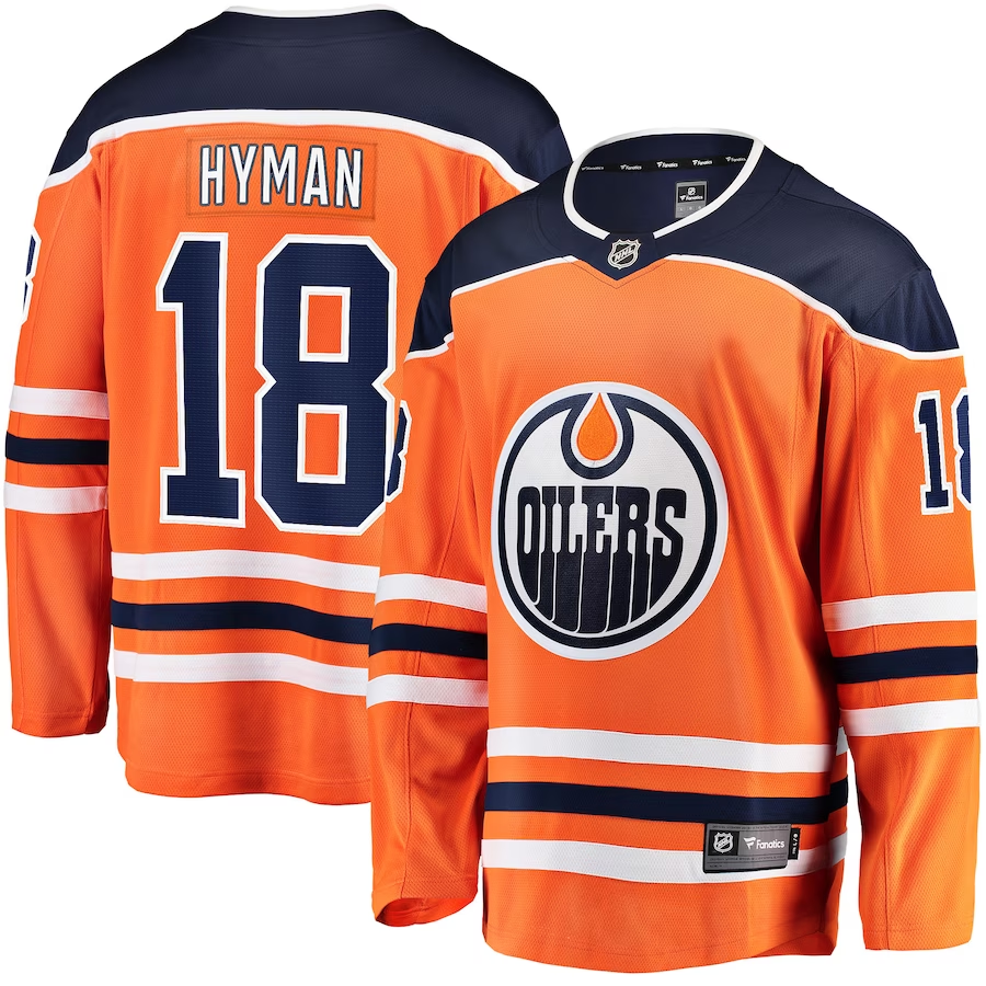 Men's Edmonton Oilers Zach Hyman #18 Orange Home Breakaway Player Jersey1