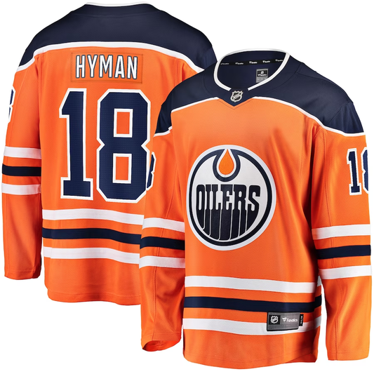 Men's Edmonton Oilers Zach Hyman #18 Orange Home Breakaway Player Jersey1