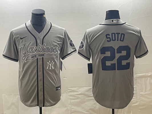 Men's New York Yankees Juan Soto #22 Gray Player Jersey1 Joint Edition