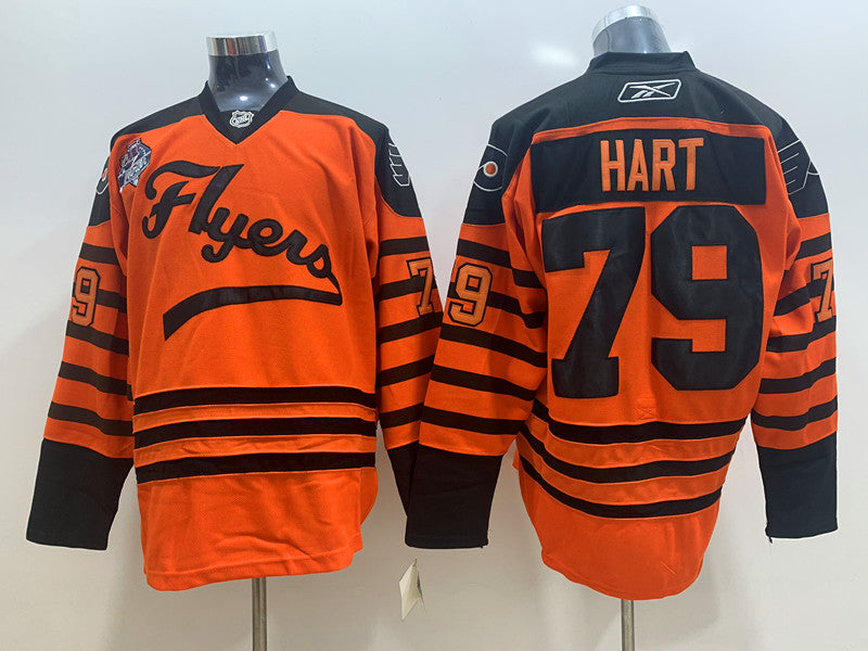 Men's Philadelphia Flyers Carter Hart #79 Orange Replica Player Jersey1