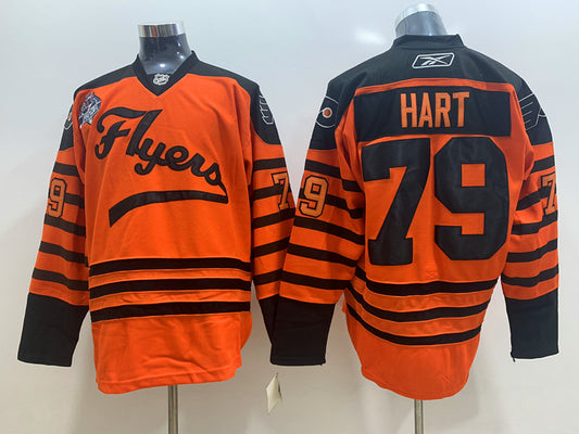 Men's Philadelphia Flyers Carter Hart #79 Orange Replica Player Jersey1