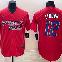 Men's 2023 World Baseball Classic #12 Francisco Lindor Puerto Rico Red Jersey1