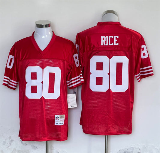 Men's San Francisco 49ers Jerry Rice Mitchell & Ness Scarlet Legacy Replica Player Jersey1