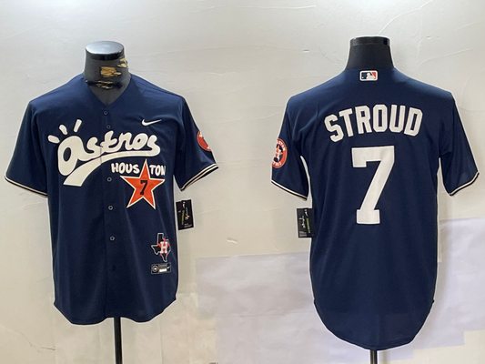 Men's Houston Astros C.J. Stroud #7 Navy Game Player Jersey1