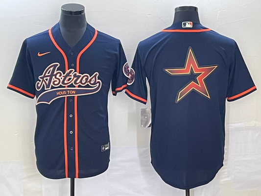 Men's Houston Astros Navy Replica Authentic Jersey1 Joint Edition