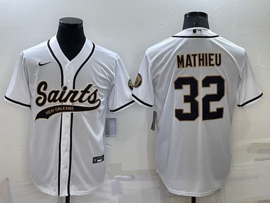 Men's New Orleans Saints Tyrann Mathieu #32 White Game Jersey1 Joint Edition
