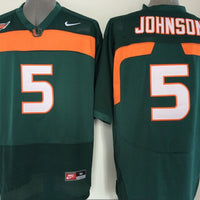 Men's Miami Hurricanes Andre Johnson #5 Green Team Football Jersey