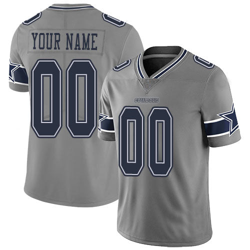 Custom1 Dallas Cowboys Football Jerseys Custom1ized Gray Stitched Limited Inverted Legend Jersey1
