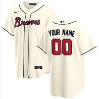 Men's Atlanta Braves Cream Replica Custom Jersey1