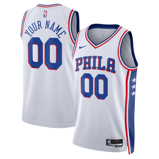 Men's Philadelphia 76ers White 2022/23 Swingman Custom Jersey1 - Association Edition
