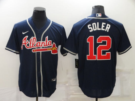 Men's Atlanta Braves Jorge Soler #12 Navy Replica Player Jersey1