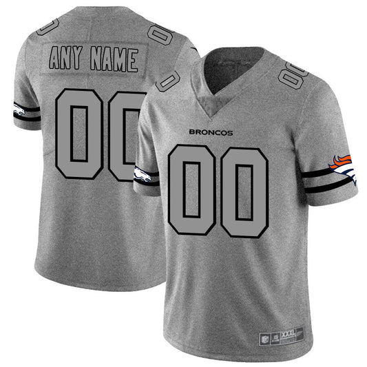 Custom1 Denver Broncos 2019 Gray Gridiron Gray Vapor Untouchable Limited Jersey1 Stitched Jersey1 American Football Jerseys