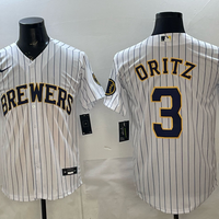 Men's Milwaukee Brewers Joey Ortiz #3 White Home Replica Player Jersey