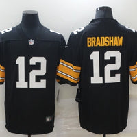Men's Pittsburgh Steelers Terry Bradshaw #12 Black Player Game Jersey1