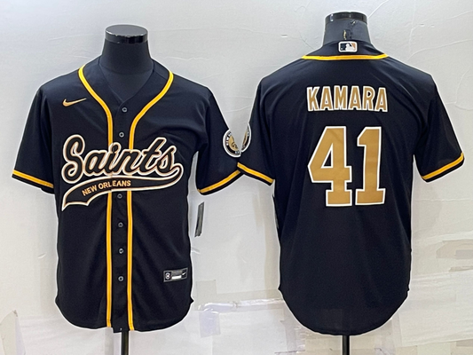 Men's New Orleans Saints Alvin Kamara #41 Black Game Jersey1 Joint Edition