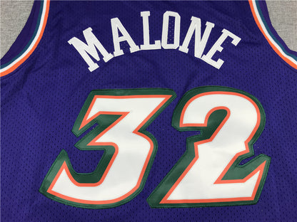 Men's Utah Jazz Karl Malone #32 Purple Hardwood Classics Throwback Team Jersey1