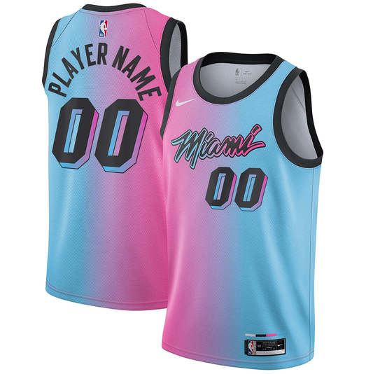 Men's Miami Heat Custom Pink/Blue Swingman Jersey1 - City Edition