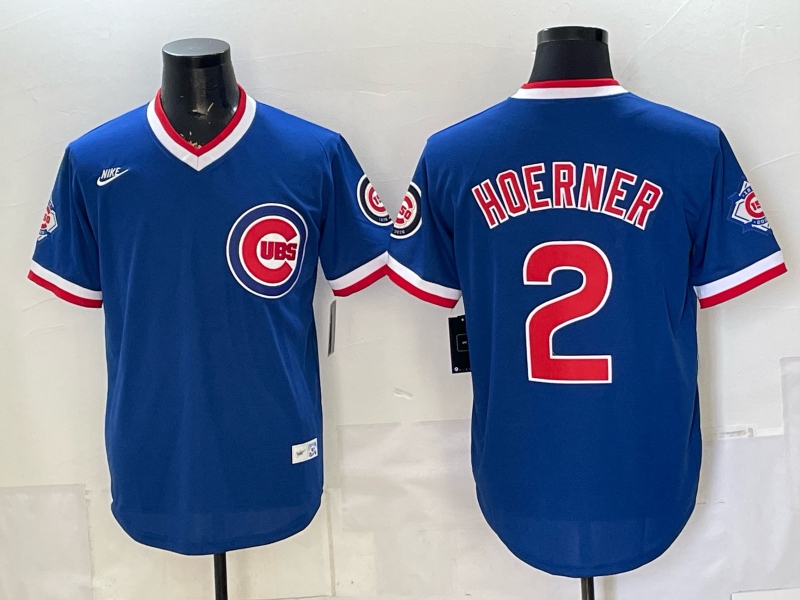 Men's Chicago Cubs Nico Hoerner #2 Royal Throwback Cooperstown Collection Limited Jersey