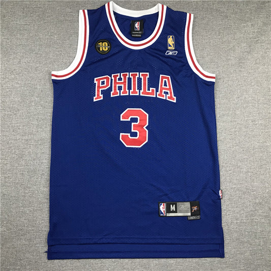 Men's Philadelphia 76ers Allen Iverson #3 Royal Swingman Jersey1