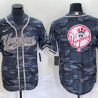 Men's New York Yankees Grey Camouflage Replica Team Jersey1 Joint Edition