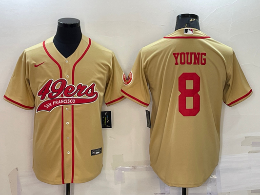 Men's San Francisco 49ers Steve Young #8 Gold Game Jersey1 Joint Edition