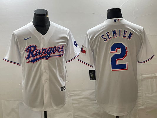 Men's Texas Rangers Marcus Semien #2 White Home Authentic Player Jersey1