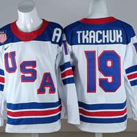 Men's United States Hockey Matthew Tkachuk #19 White 2026 Winter Olympics Jersey