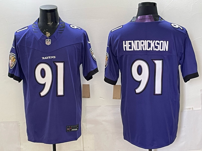 Trey Hendrickson #91 Baltimore Ravens Purple Vapor F.U.S.E. Limited Jersey - JerseysFreak