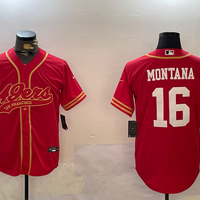 Men's San Francisco 49ers Joe Montana #16 Scarlet Team Game Jersey1