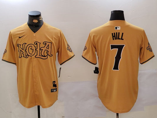 Men's New Orleans Saints Taysom Hill #7 Yellow Game Player Jersey1