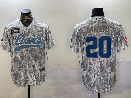 Men's Detroit Lions Barry Sanders #20 Arctic Camo 2024 Salute to Service Limited Jersey1