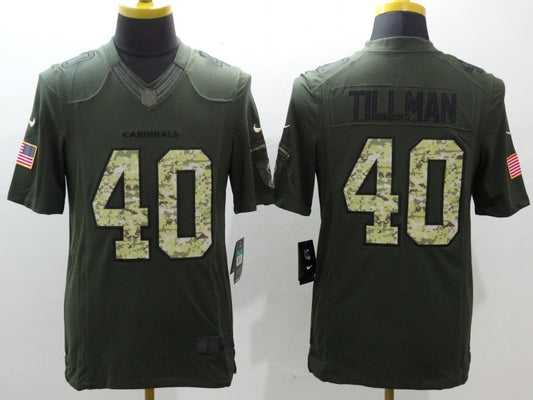 Men's Arizona Cardinals Pat Tillman #40 Army Green Game Jersey1