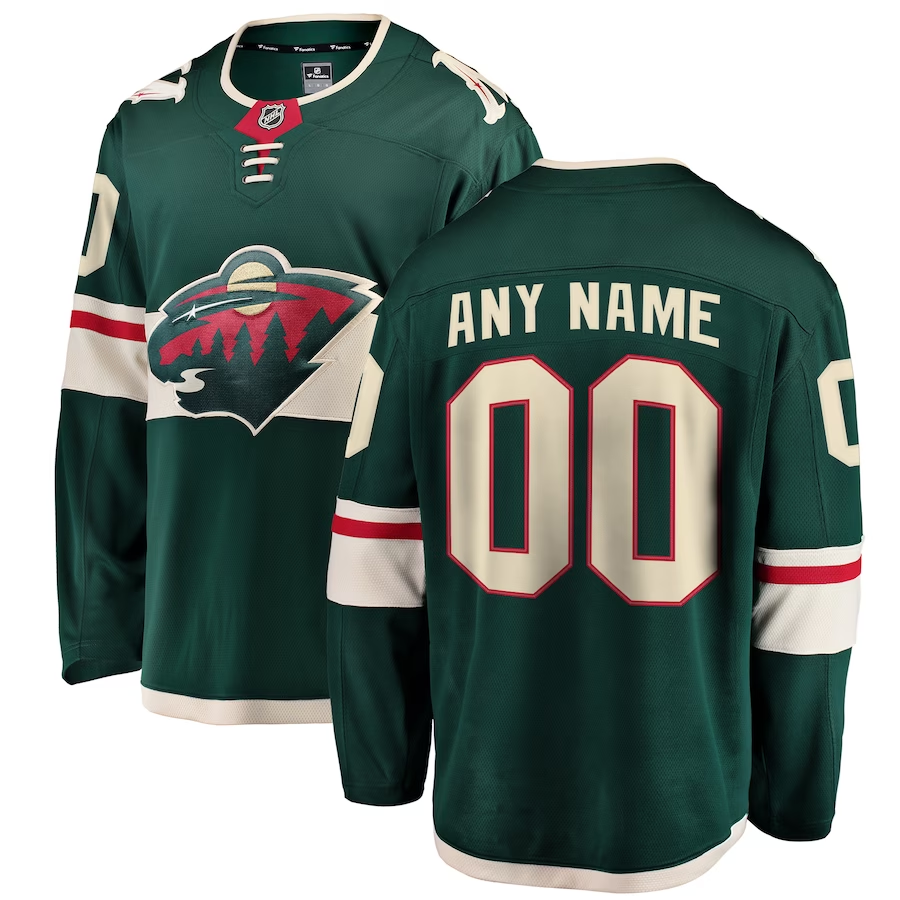 Men's Minnesota Wild Green Home Breakaway Custom Jersey1