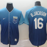 Men's Kansas City Royals Bo Jackson #16 Blue Stitched Jersey1