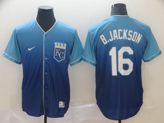 Men's Kansas City Royals Bo Jackson #16 Blue Stitched Jersey1