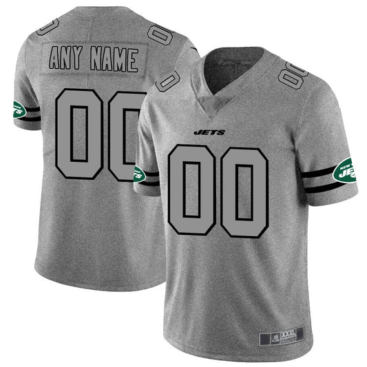 Custom1 New York Jets 2019 Gray Gridiron Gray Vapor Untouchable Limited Jersey1 American Stitched Jersey1 Football Jerseys
