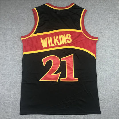 Men's Atlanta Hawks Dominique Wilkins 1986-87 Black Hardwood Classics Swingman Jersey1